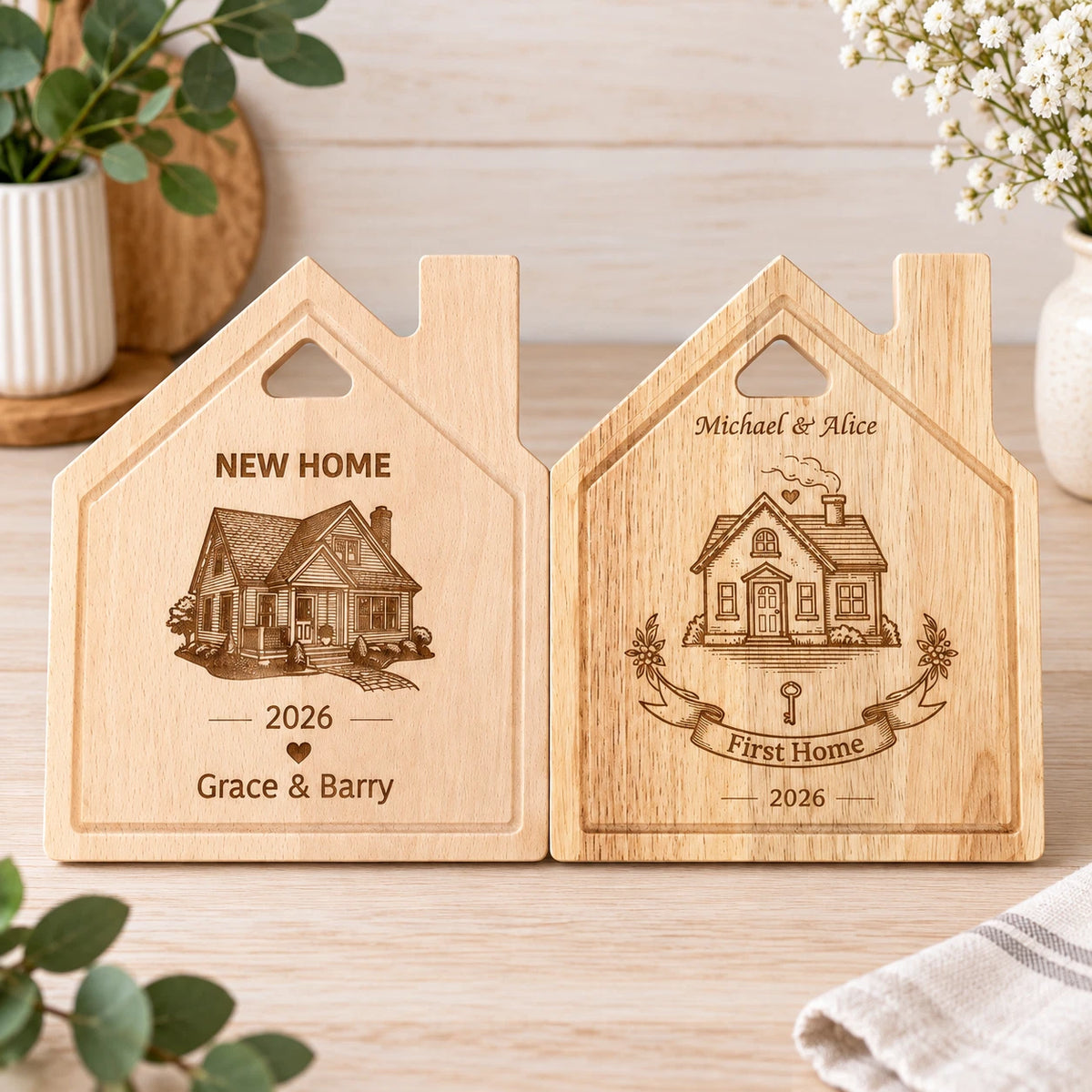 First Home Laser Engraved Cutting Chopping Board, Personalised new home gift — photo 1