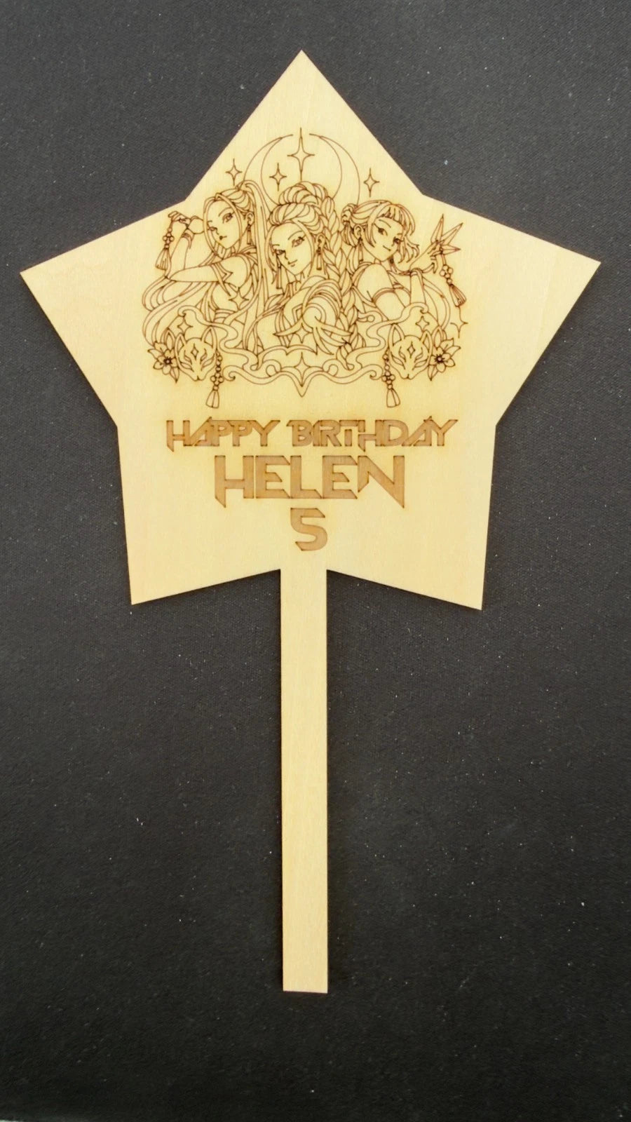 Kpop Demon Hunters Cake Topper Personalised Custom laser made Birthday Girl — photo 1