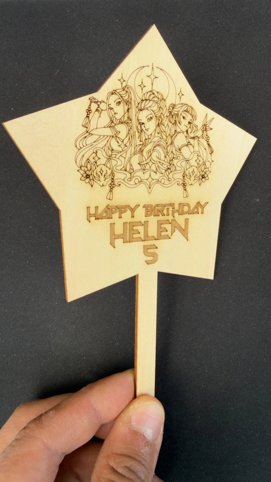 Kpop Demon Hunters Cake Topper Personalised Custom laser made Birthday Girl — photo 3