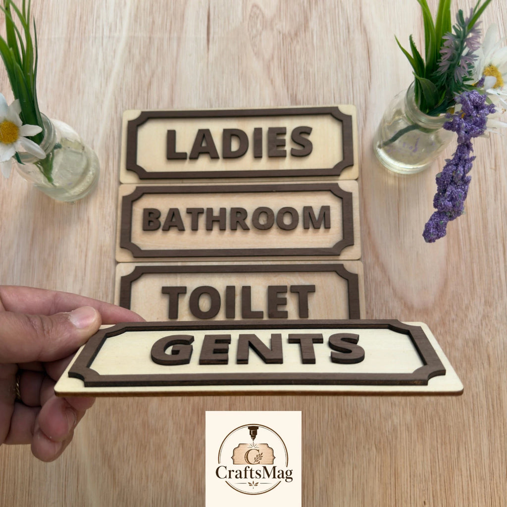 Wooden Toilet Sign Plaque 3D Effect Door Sign Custom Made to Order — photo 1