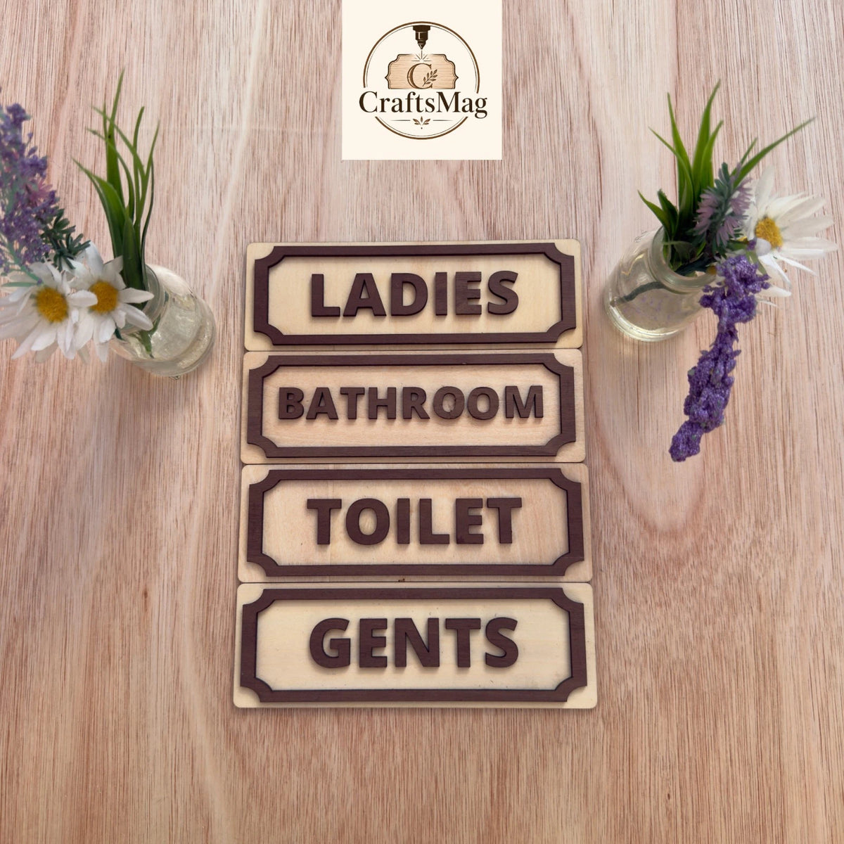 Wooden Toilet Sign Plaque 3D Effect Door Sign Custom Made to Order — photo 3