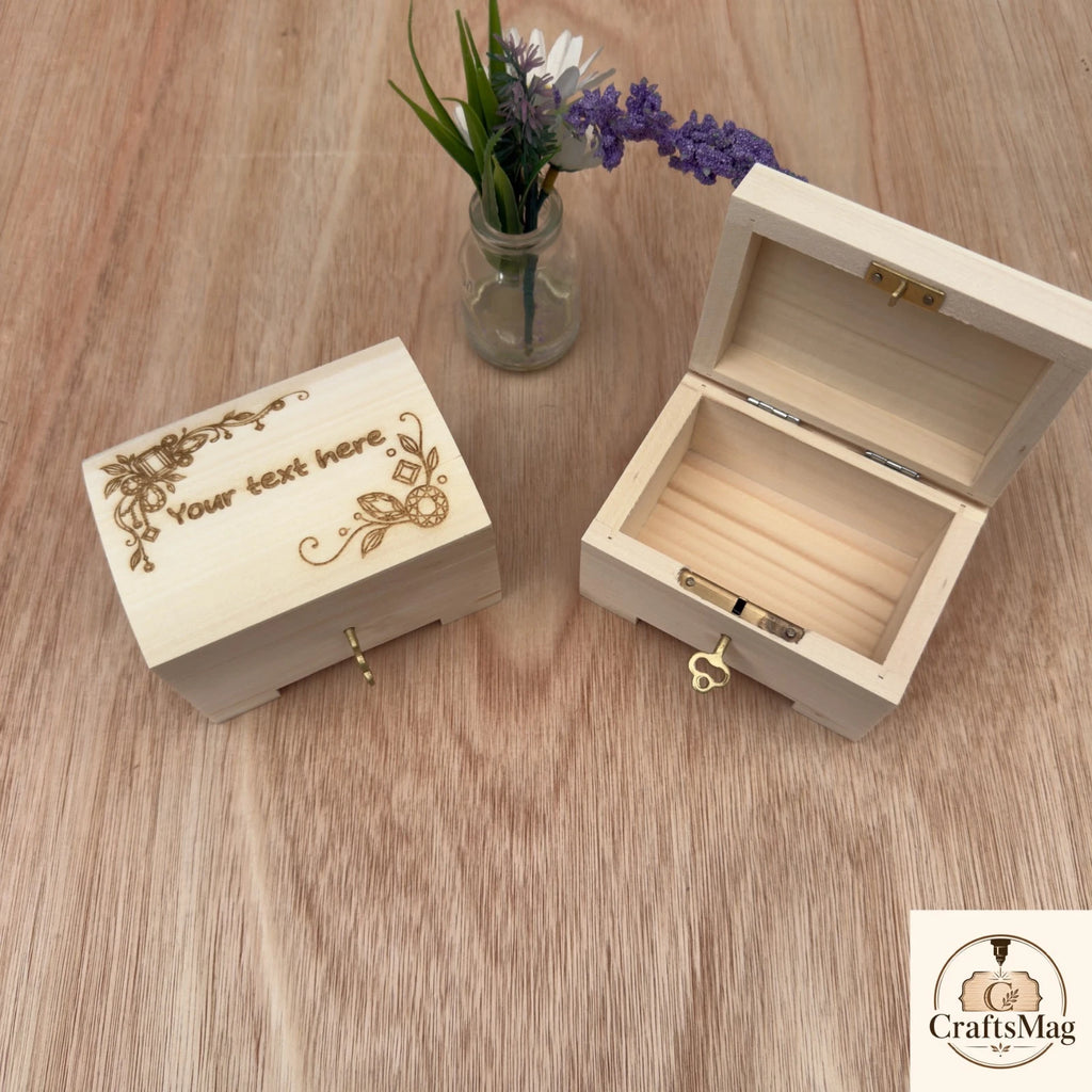 Personalised Wood Engraved Jewellery Box Small Chest with Locker Gift for Her — photo 1