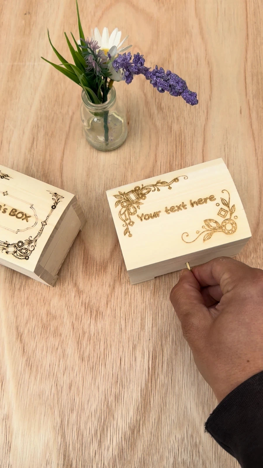 Personalised Wood Engraved Jewellery Box Small Chest with Locker Gift for Her — photo 2