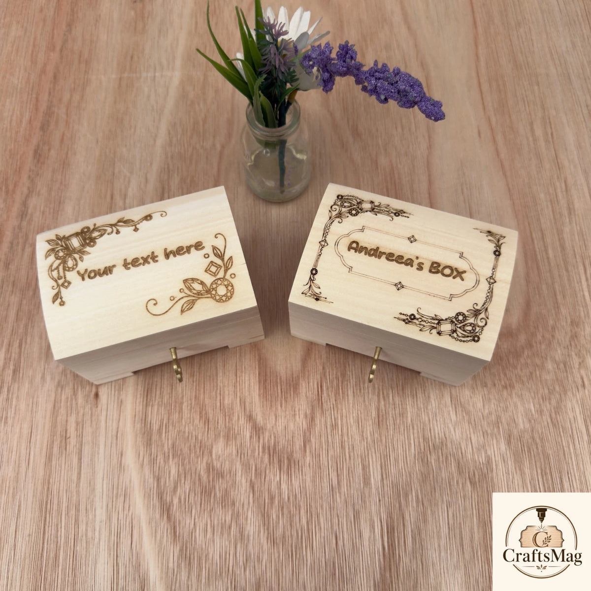 Personalised Wood Engraved Jewellery Box Small Chest with Locker Gift for Her — photo 4