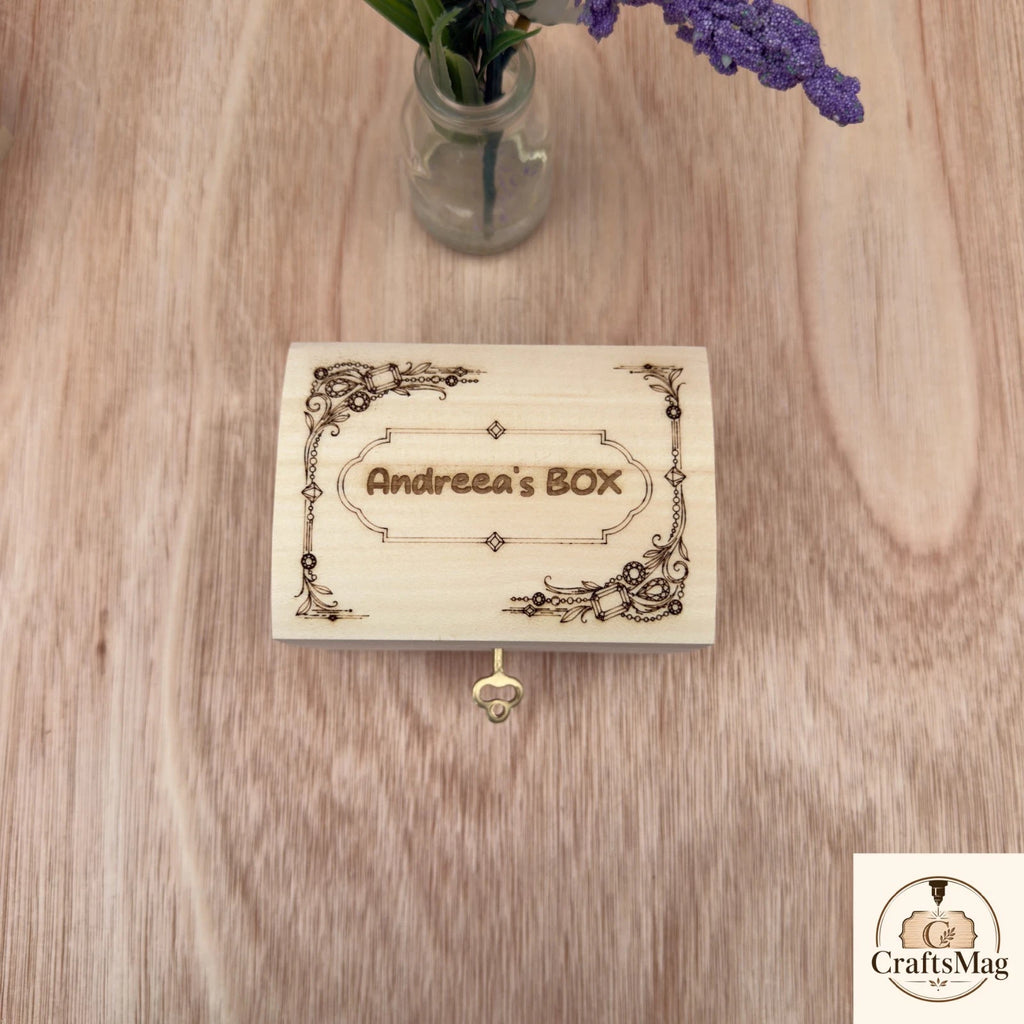 Personalised Wood Engraved Jewellery Box Small Chest with Locker Gift for Her — photo 5