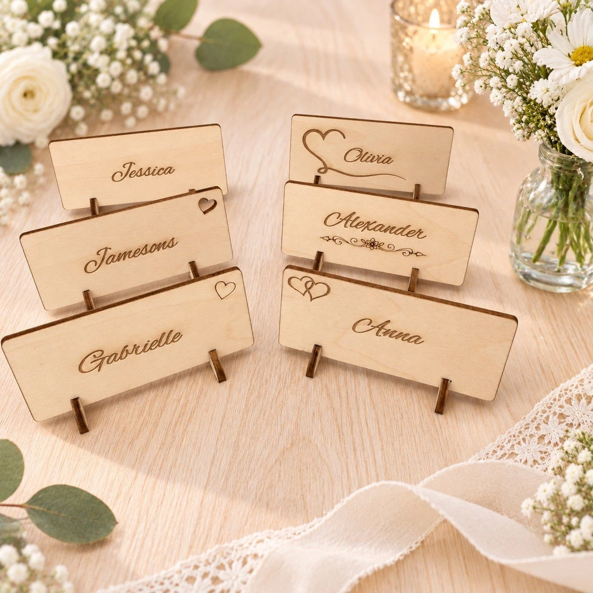 Wedding Place Cards Table Name Cards Personalized Wooden Wedding Decor Markers — photo 3