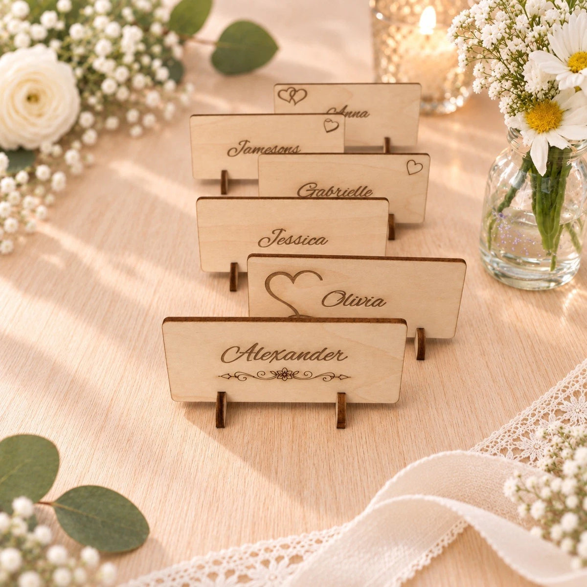 Wedding Place Cards Table Name Cards Personalized Wooden Wedding Decor Markers — photo 4