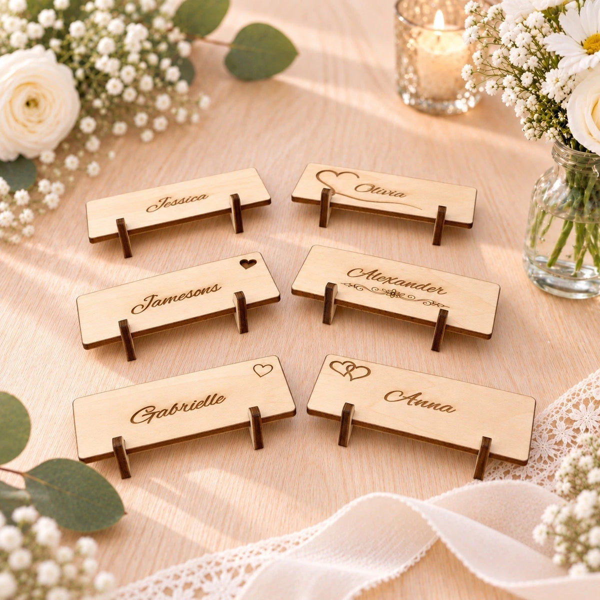 Wedding Place Cards Table Name Cards Personalized Wooden Wedding Decor Markers — photo 5