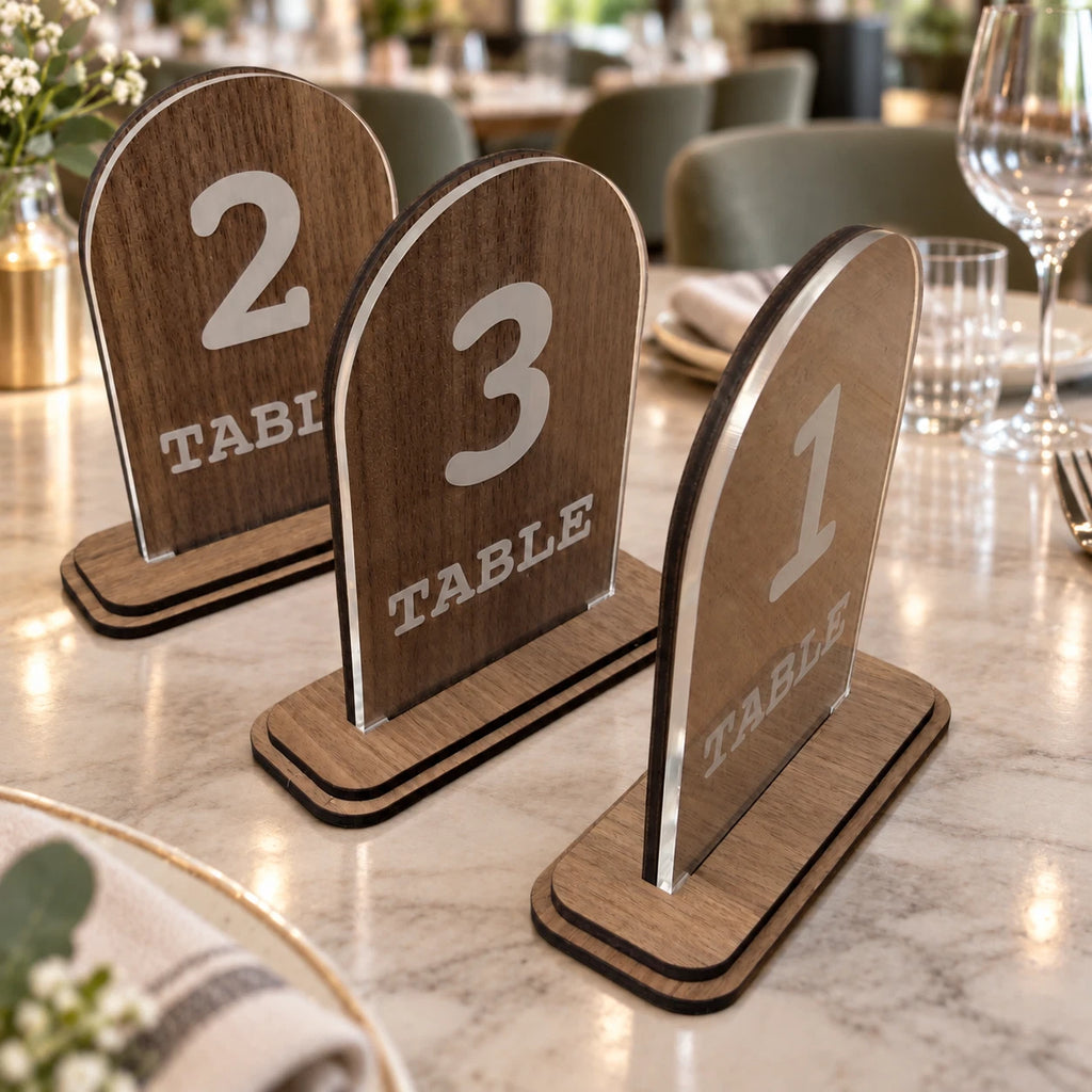Wedding Planning Table Numbers With Stand Clear Acrylic Sign Double Layered — photo 10