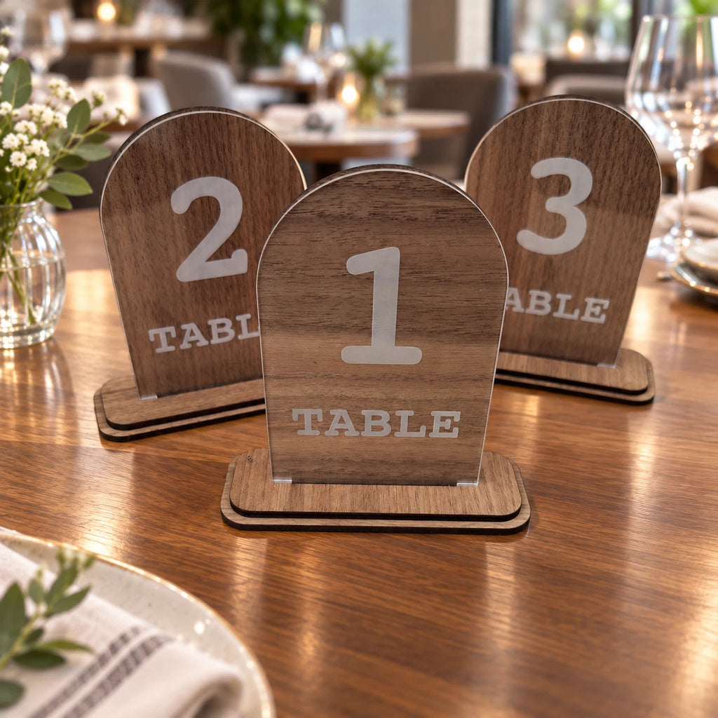 Wedding Planning Table Numbers With Stand Clear Acrylic Sign Double Layered — photo 7