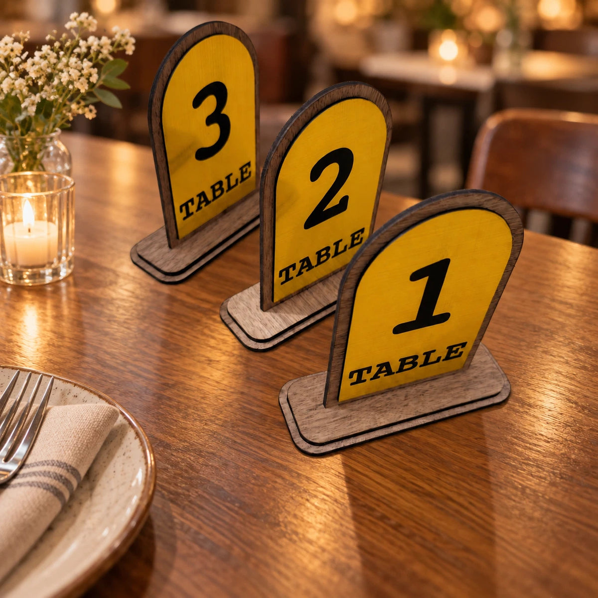 Freestanding Table Numbers Gold Acrylic Walnut Wood Wedding Pub Restaurant 3-20 — photo 11