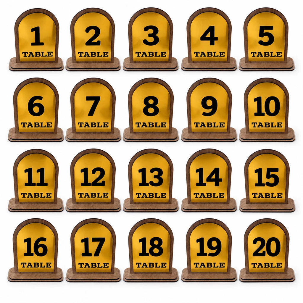 Freestanding Table Numbers Gold Acrylic Walnut Wood Wedding Pub Restaurant 3-20 — photo 18