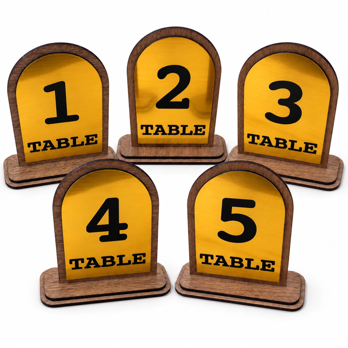Freestanding Table Numbers Gold Acrylic Walnut Wood Wedding Pub Restaurant 3-20 — photo 2