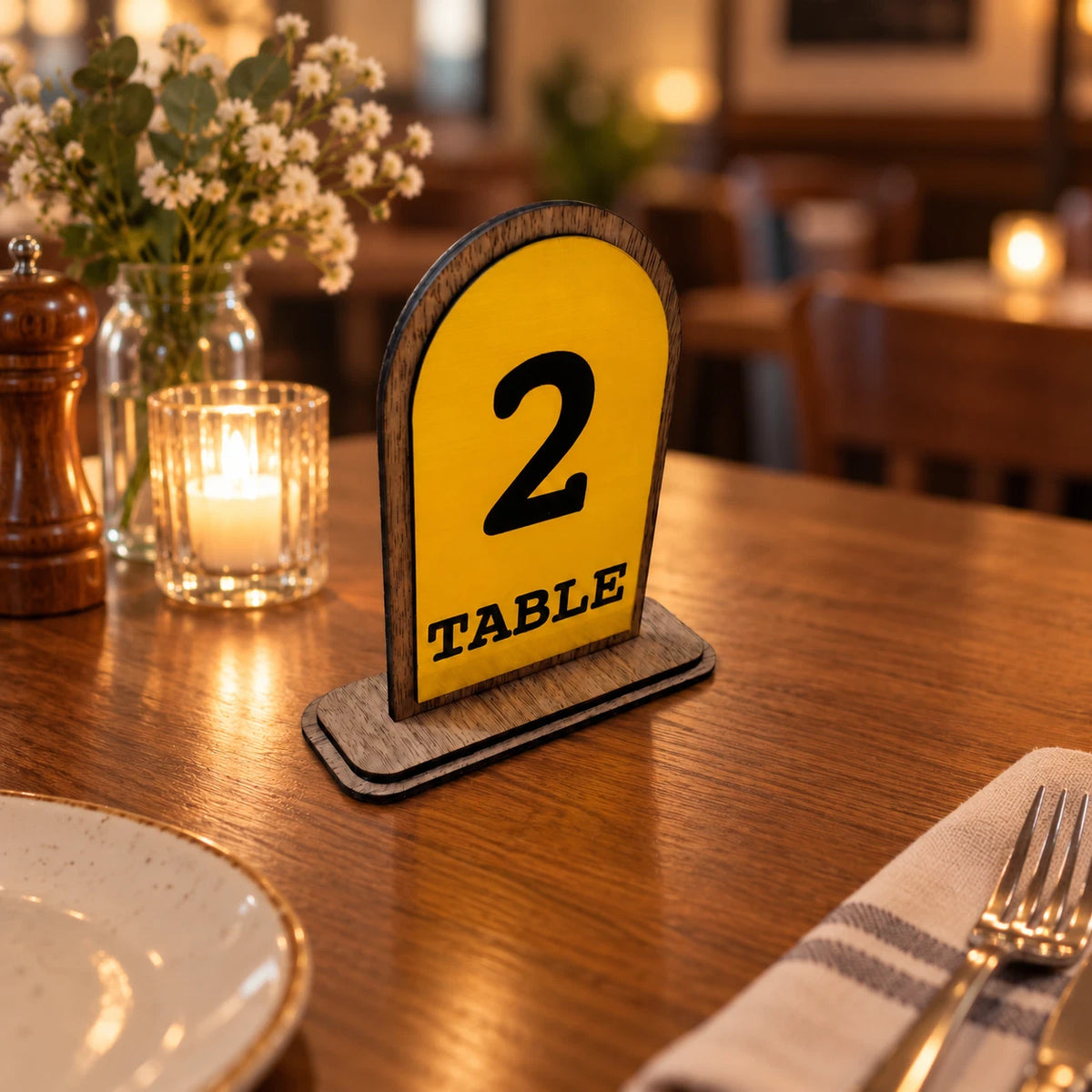 Freestanding Table Numbers Gold Acrylic Walnut Wood Wedding Pub Restaurant 3-20 — photo 8