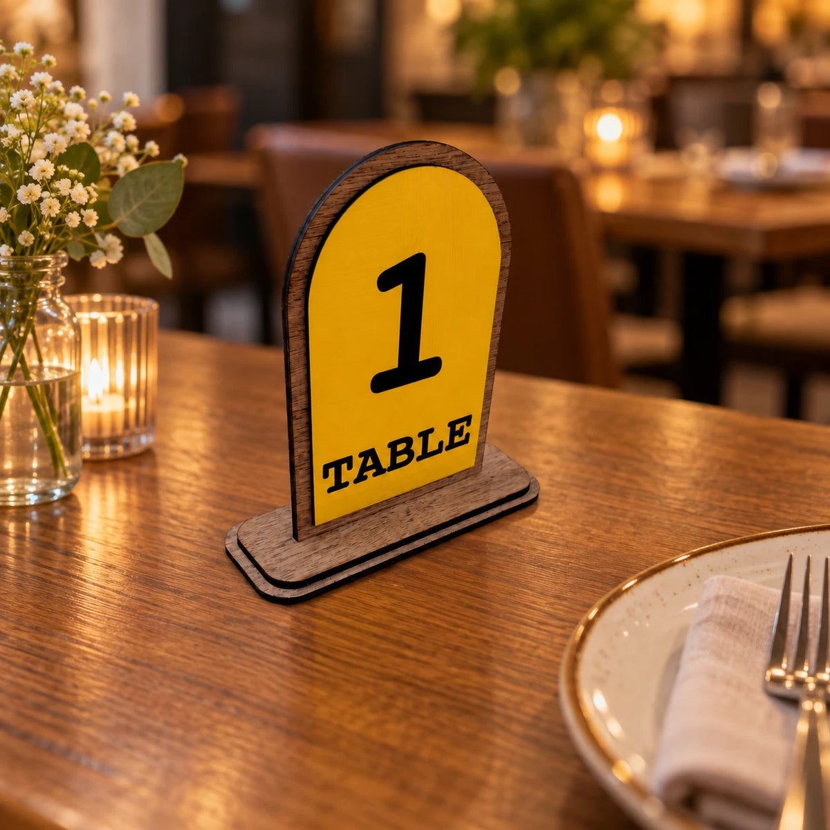Freestanding Table Numbers Gold Acrylic Walnut Wood Wedding Pub Restaurant 3-20 — photo 9