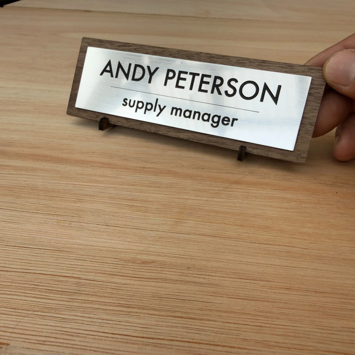 Desk Name Plate Custom Personalised Wood Silver Acrylic Office Sign Plaque Gift — photo 10