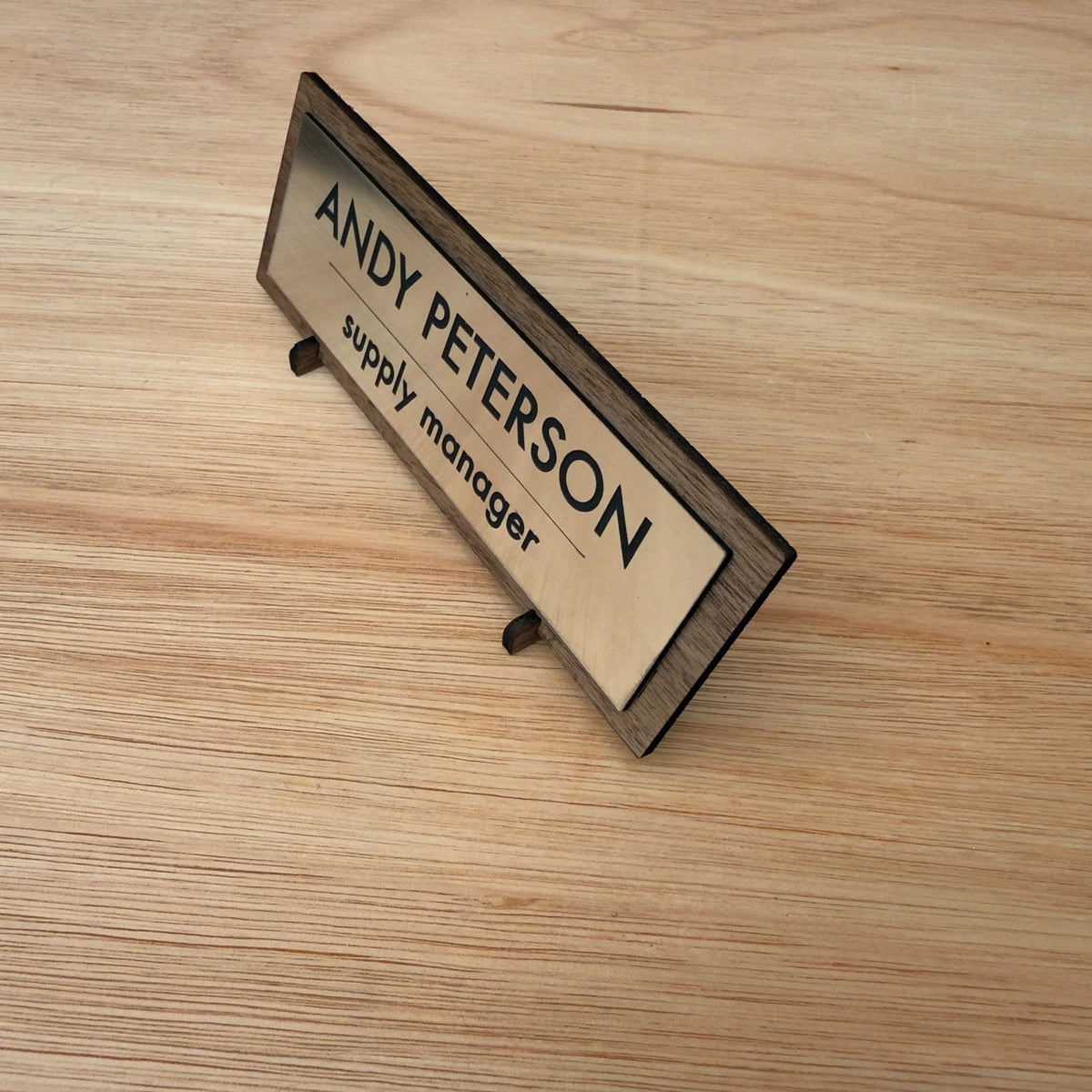 Desk Name Plate Custom Personalised Wood Silver Acrylic Office Sign Plaque Gift — photo 11