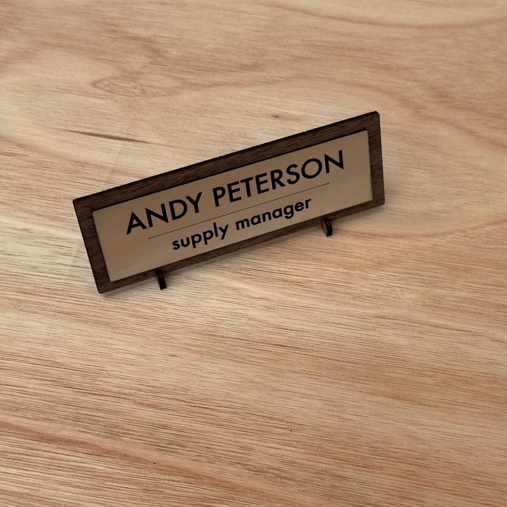 Desk Name Plate Custom Personalised Wood Silver Acrylic Office Sign Plaque Gift — photo 7