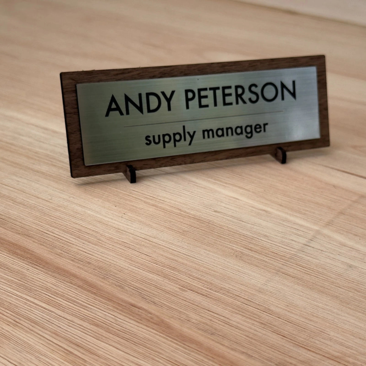 Desk Name Plate Custom Personalised Wood Silver Acrylic Office Sign Plaque Gift — photo 8