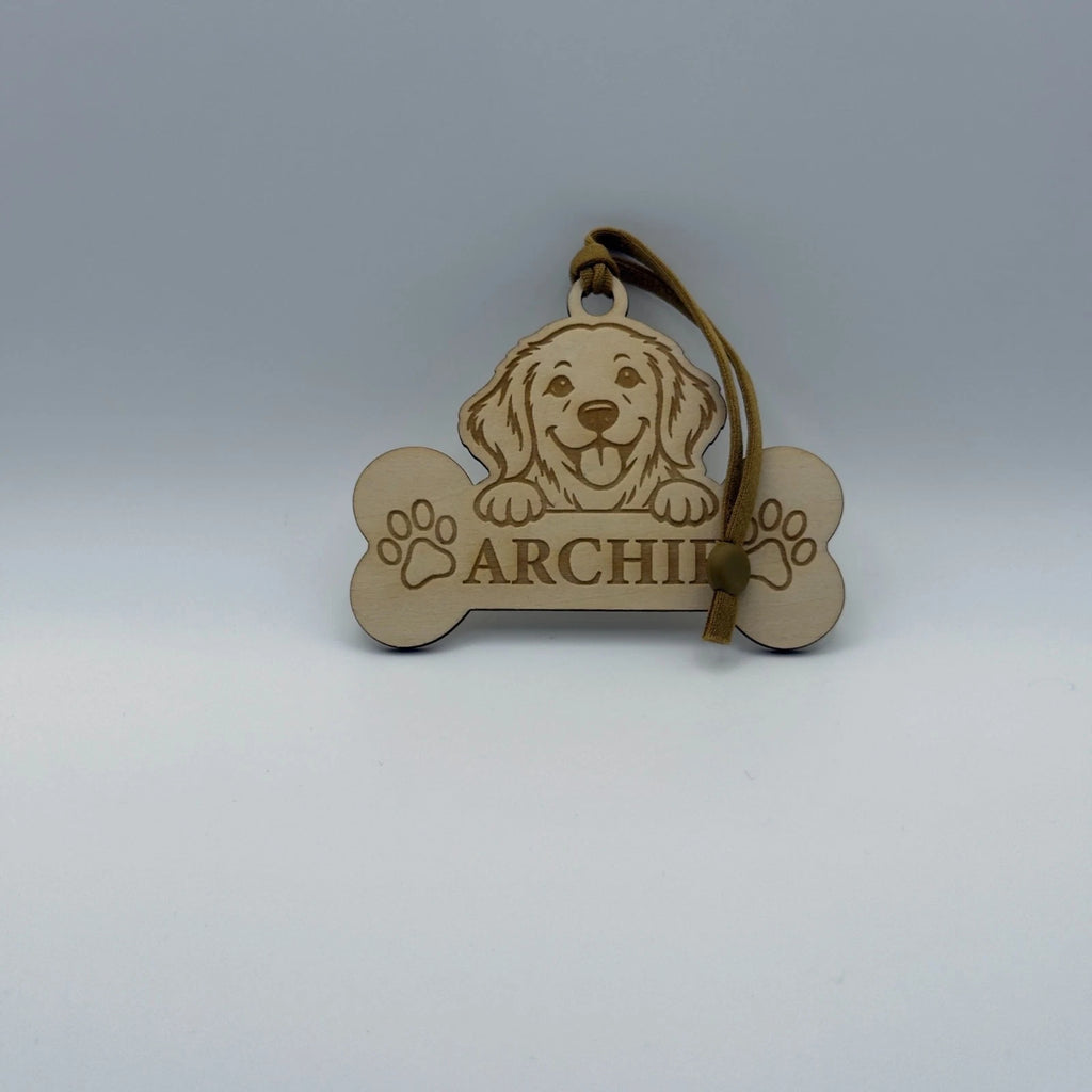 Personalised Dog Christmas Tree Ornament Wooden Pet Name Bone Decoration — photo 3