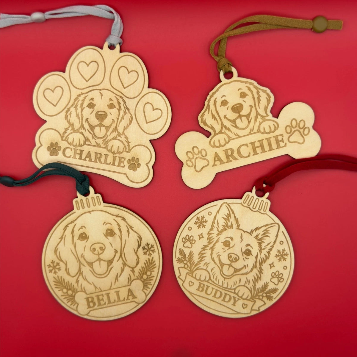 Personalised Dog Christmas Tree Ornament Wooden Pet Name Bone Decoration — photo 4