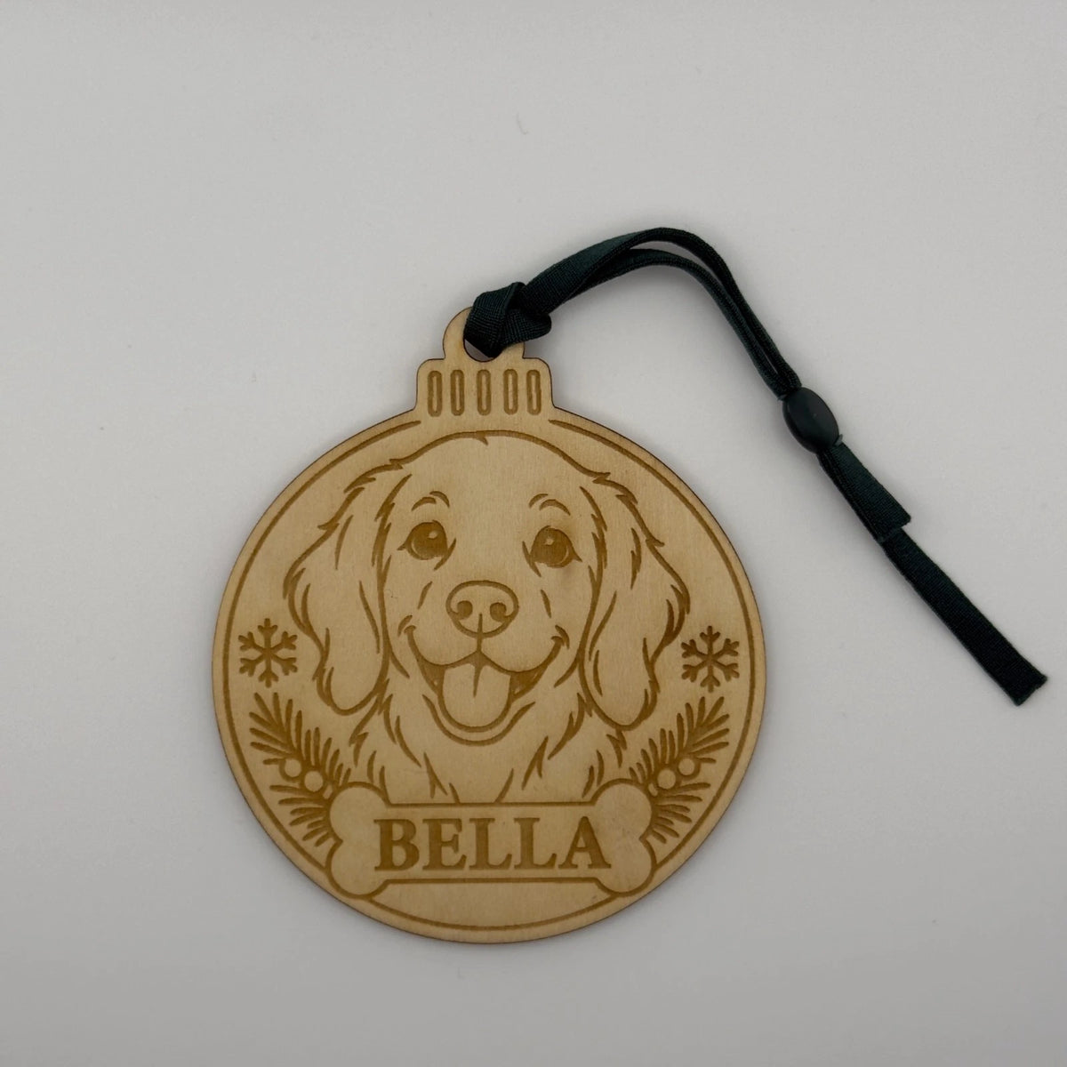 Personalised Dog Christmas Bauble Wooden Pet Name Ornament with Snowflakes — photo 2