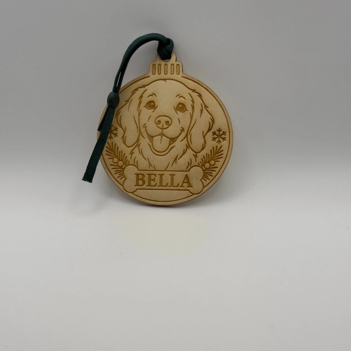 Personalised Dog Christmas Bauble Wooden Pet Name Ornament with Snowflakes — photo 3