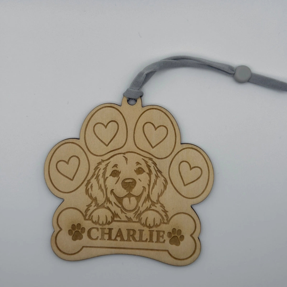 Personalised Dog Paw Print Christmas Tree Decoration Wooden Pet Name Ornament — photo 2