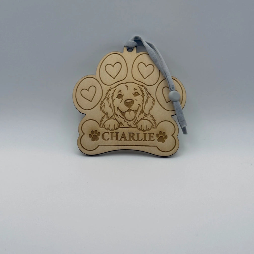 Personalised Dog Paw Print Christmas Tree Decoration Wooden Pet Name Ornament — photo 3
