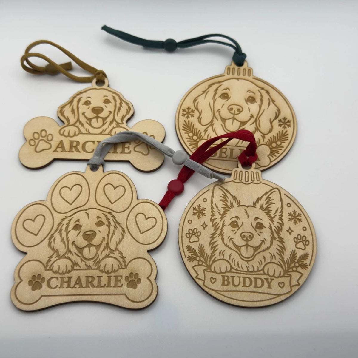 Personalised Dog Paw Print Christmas Tree Decoration Wooden Pet Name Ornament — photo 5