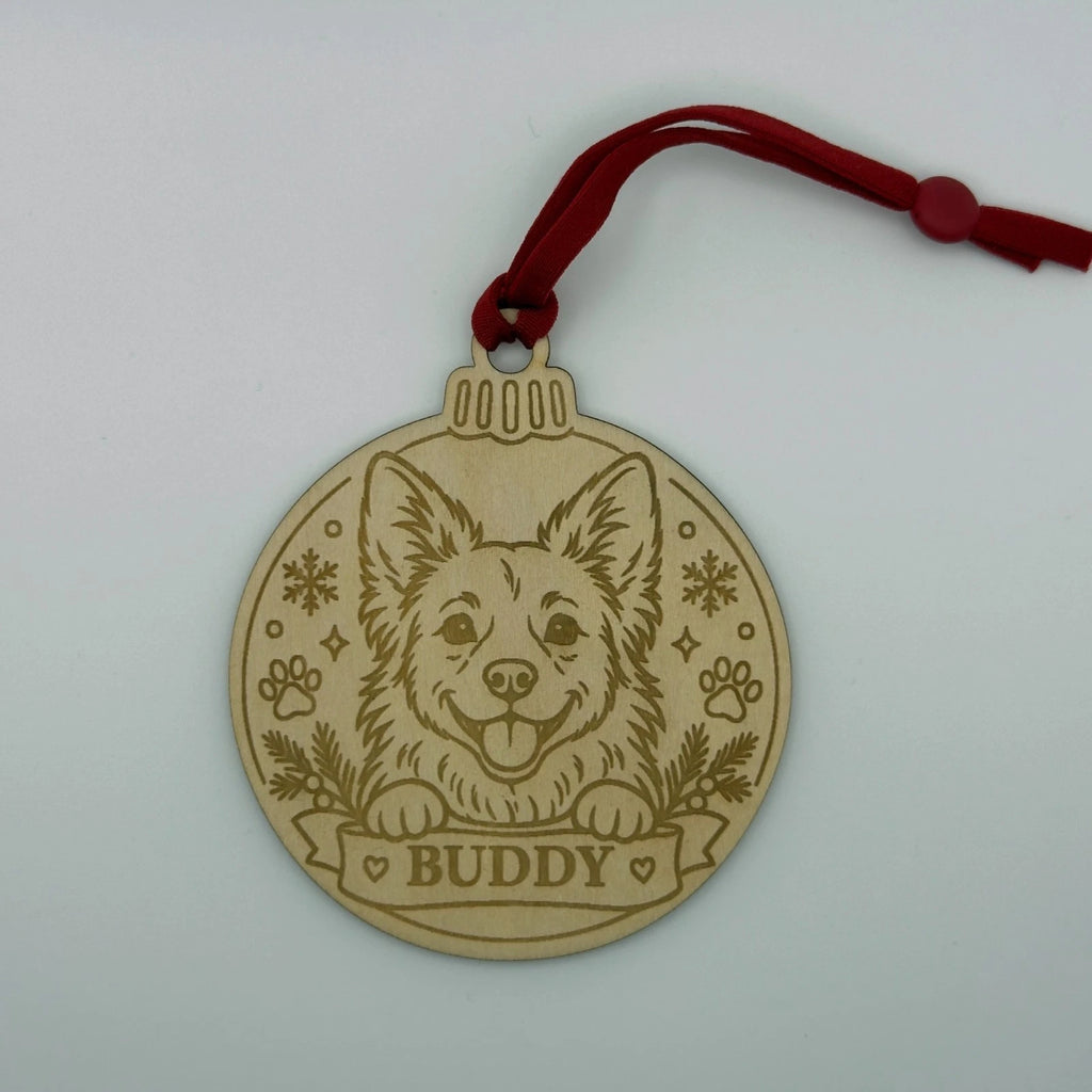 Personalised Dog Paw Print Christmas Bauble Wooden Pet Name Ornament — photo 2