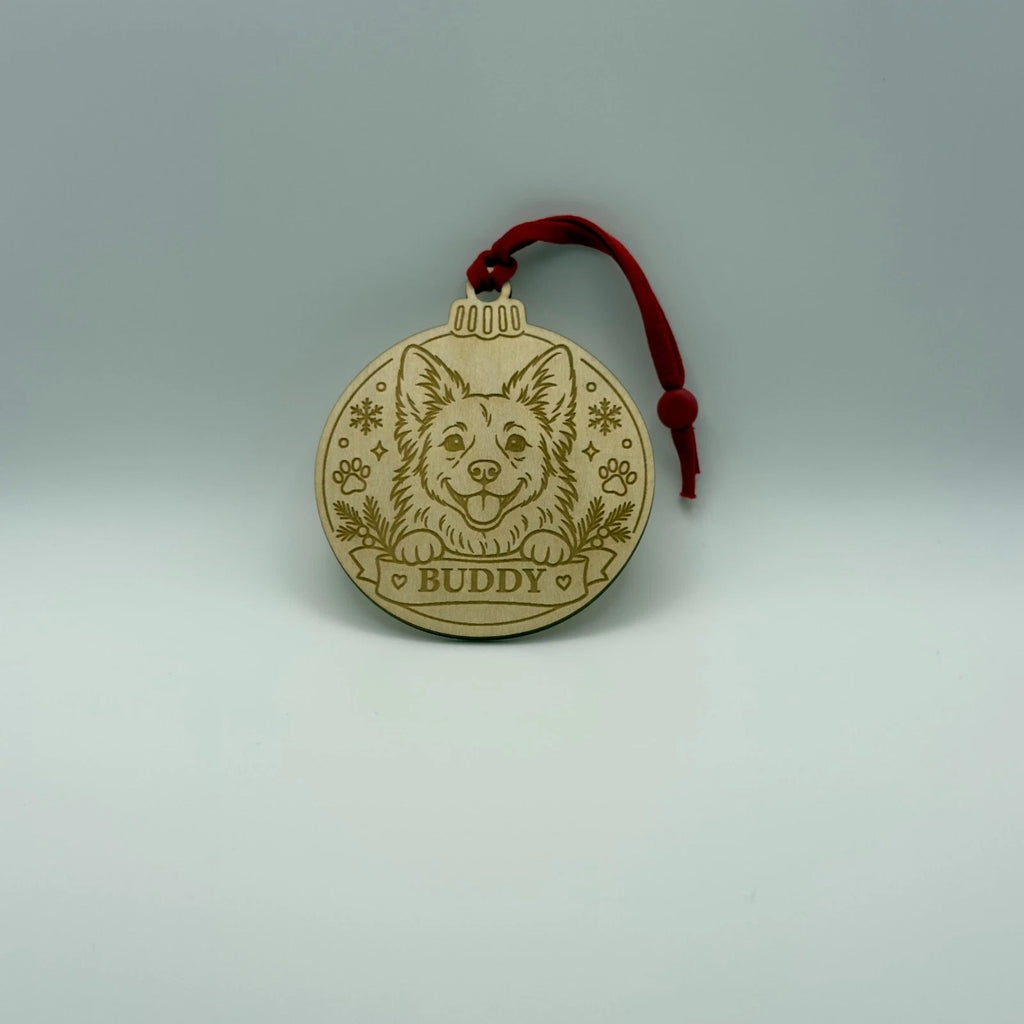 Personalised Dog Paw Print Christmas Bauble Wooden Pet Name Ornament — photo 3