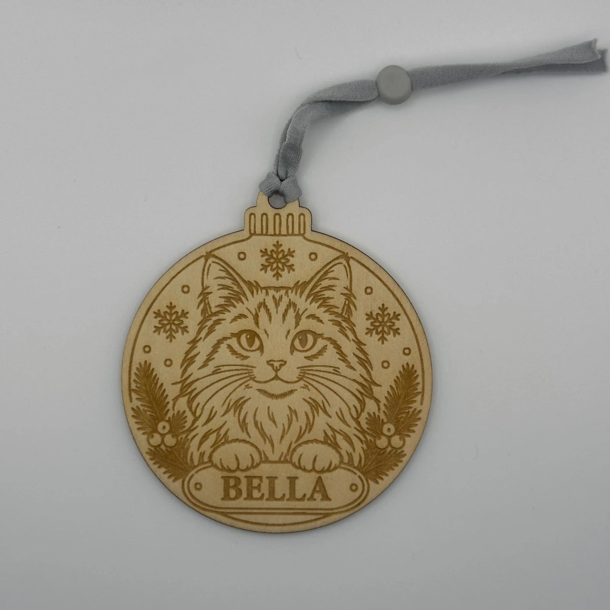 Personalised Wooden Cat Christmas Bauble Cat Name Tree Ornament Snowflake — photo 2
