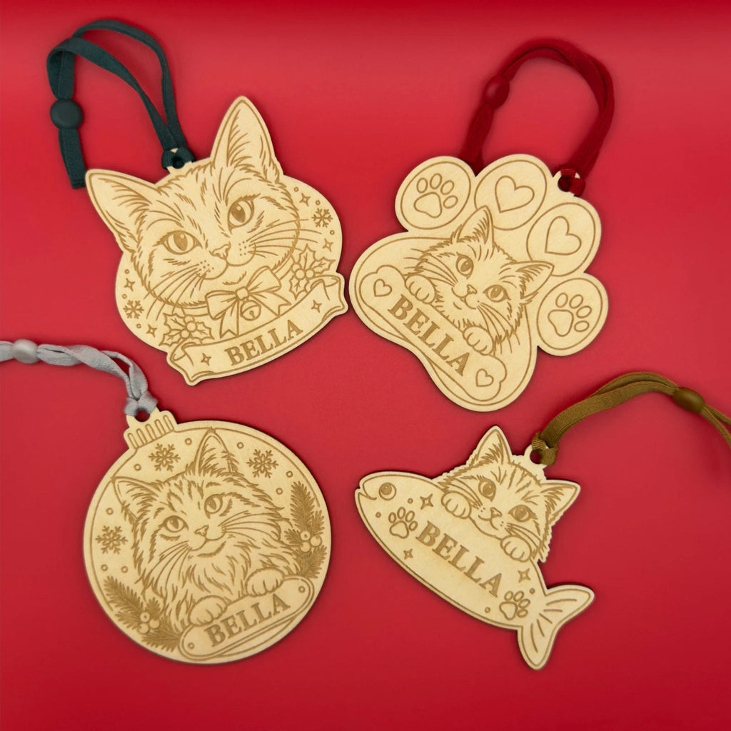 Personalised Wooden Cat Christmas Bauble Cat Name Tree Ornament Snowflake — photo 5