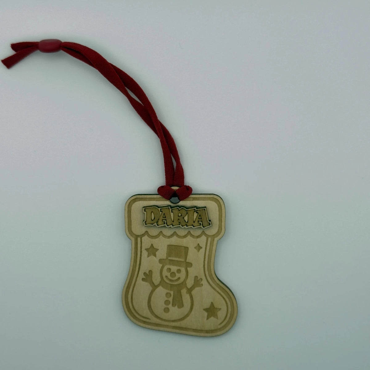 Personalised Christmas Stocking Name Tags Wooden 3D Snowman Tree 1-4 — photo 3