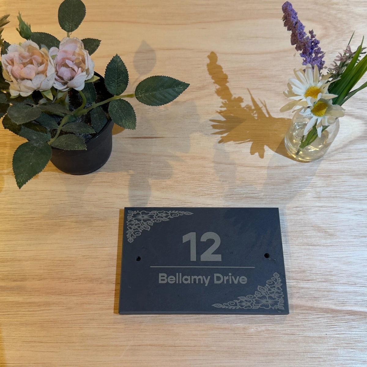 Personalised Slate House Number Sign 15x10cm Engraved Door Plaque Address — photo 1