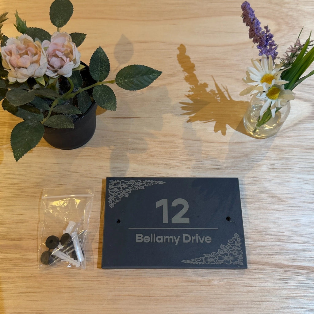 Personalised Slate House Number Sign 15x10cm Engraved Door Plaque Address — photo 2