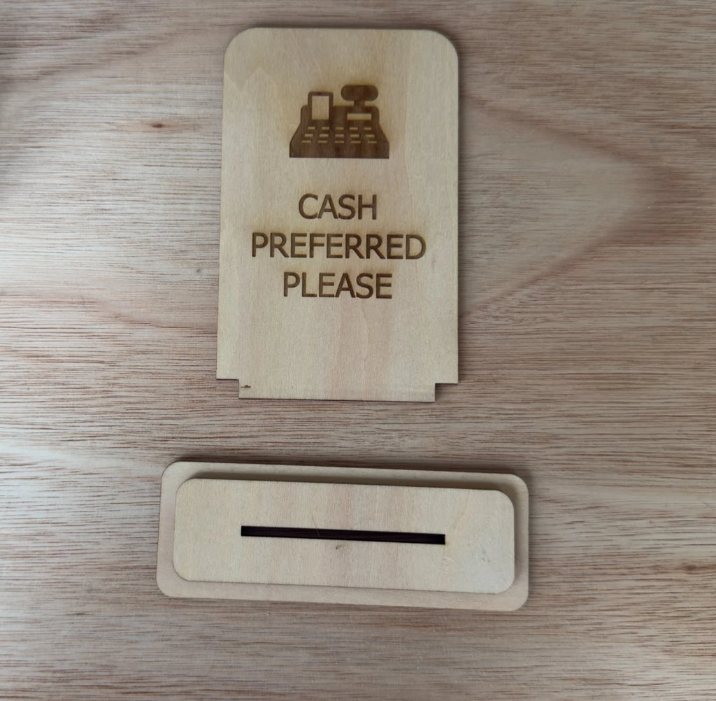 Cash Preferred Please Wooden Counter Sign Freestanding Shop Payment Plaque — photo 3