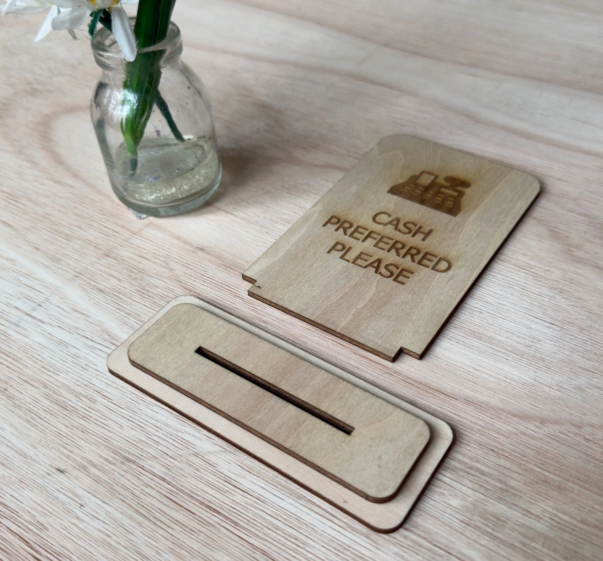 Cash Preferred Please Wooden Counter Sign Freestanding Shop Payment Plaque — photo 4