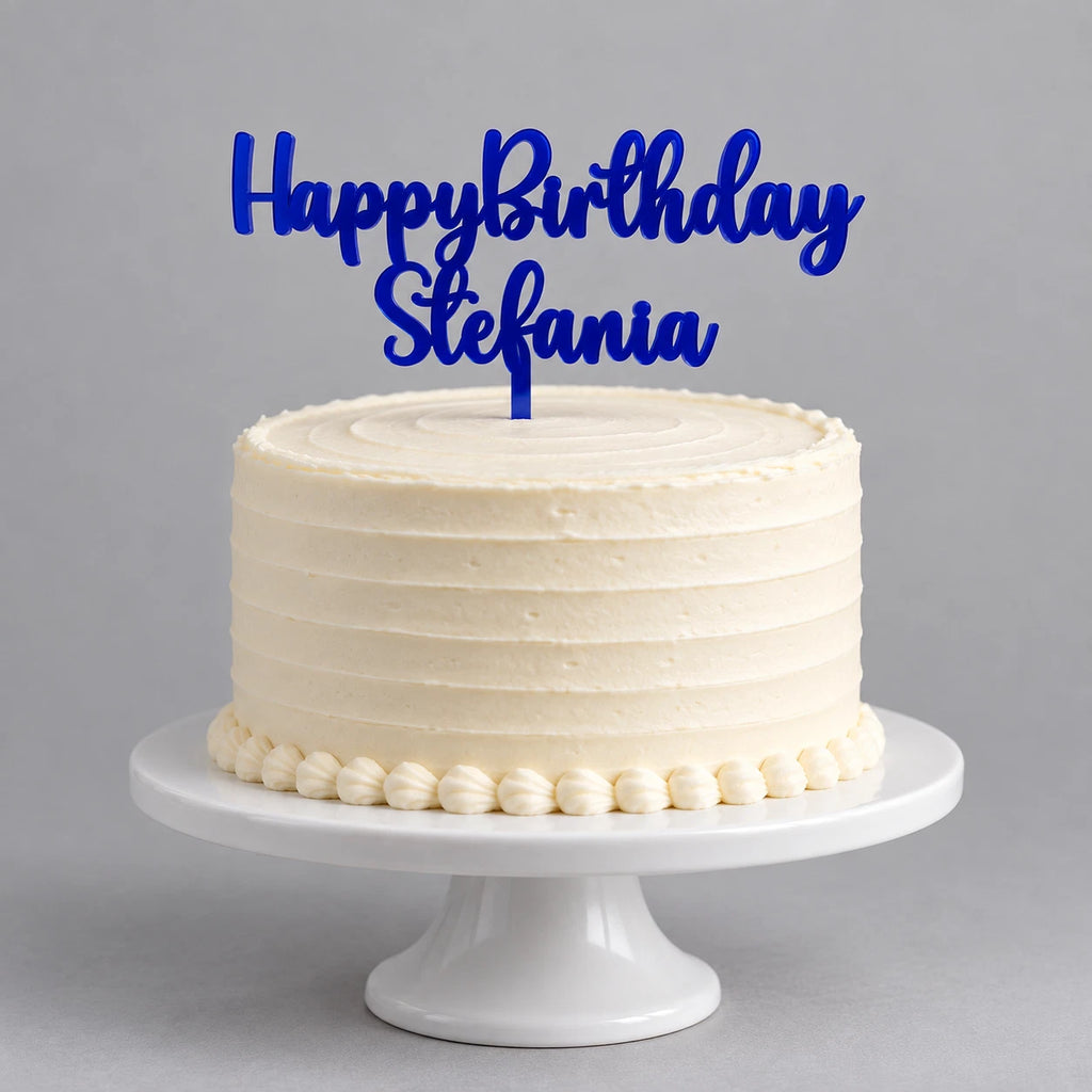 Acrylic Happy Birthday Cake Decoration Blue Personalised Name Cake Topper — photo 2