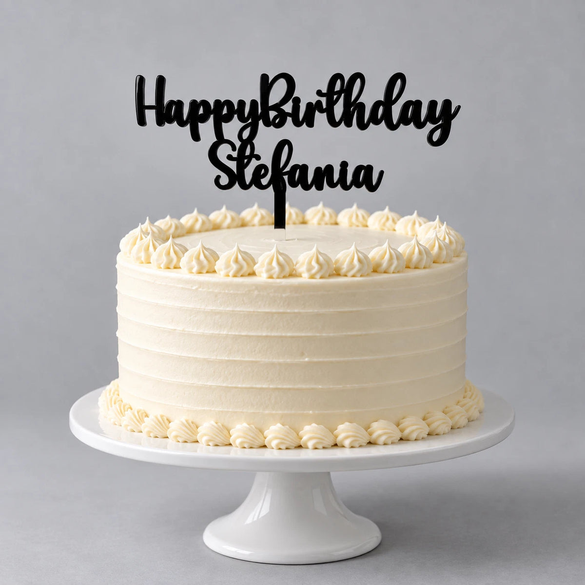 Personalised Name Cake Topper Black Acrylic Happy Birthday Party Decoration — photo 2
