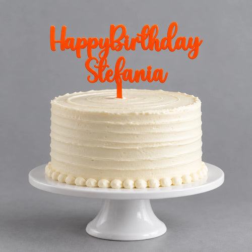 Custom Name Happy Birthday Cake Topper Orange Acrylic Personalised Decoration — photo 2