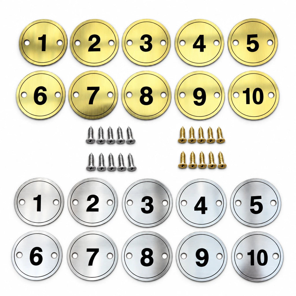 Engraved Number Discs 2 Holes Screws Gym Locker Pub Table Tags 1-10 1-20 1-40 — photo 1