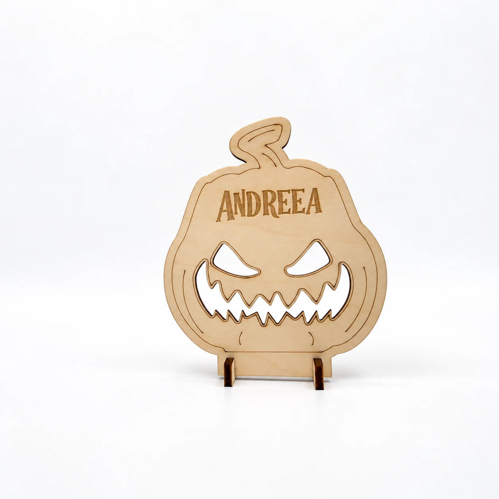 Personalised Halloween Wooden Pumpkin Name Tags Freestanding Place Cards Table — photo 11