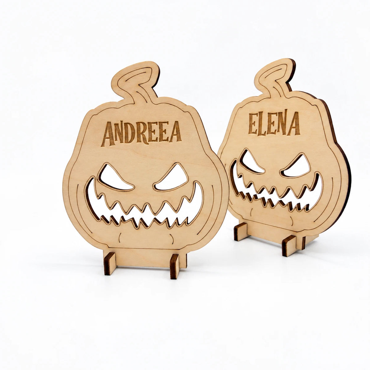 Personalised Halloween Wooden Pumpkin Name Tags Freestanding Place Cards Table — photo 2