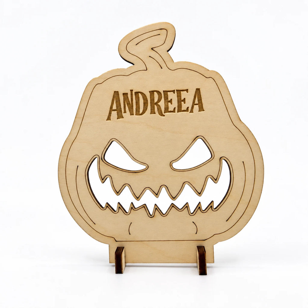 Personalised Halloween Wooden Pumpkin Name Tags Freestanding Place Cards Table — photo 7