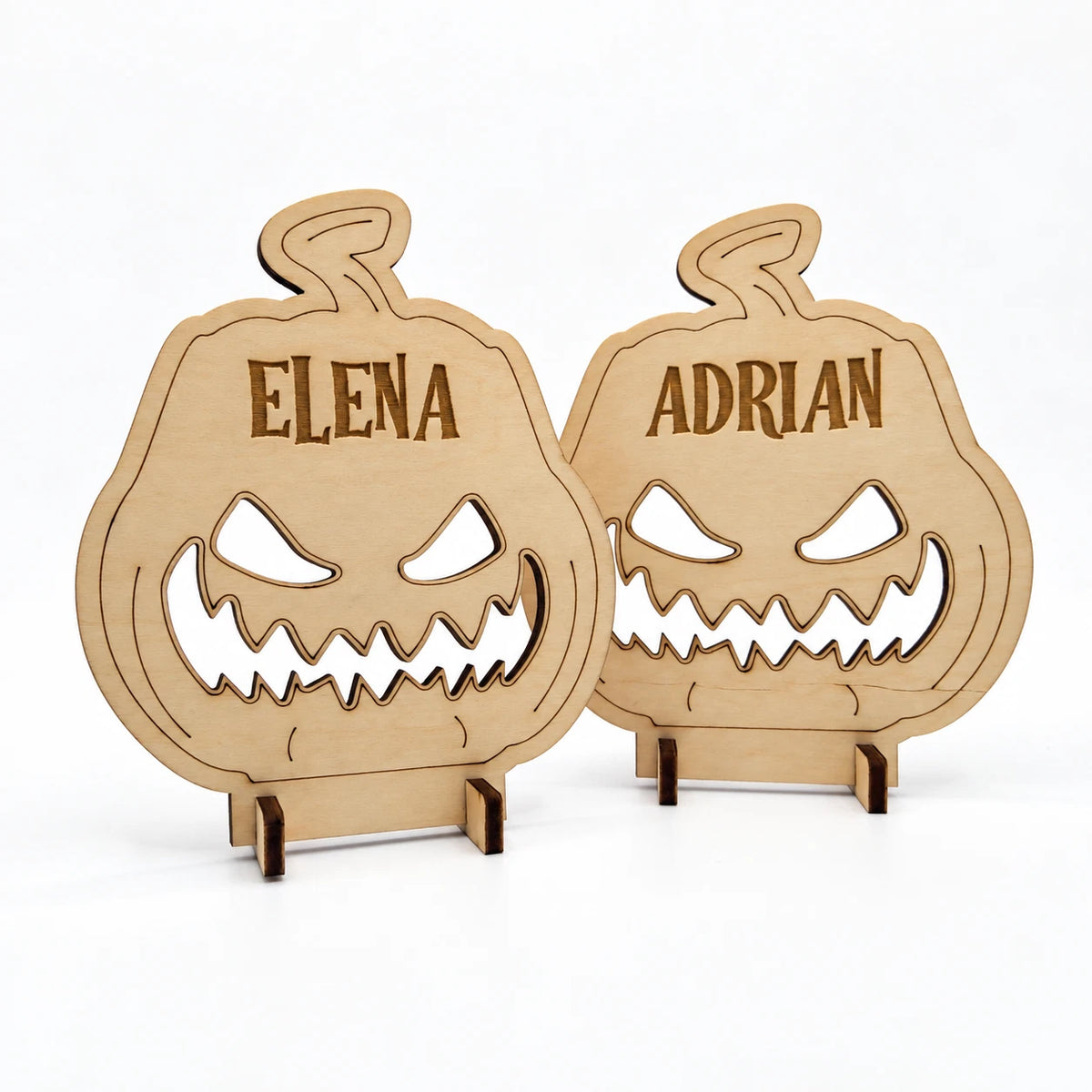 Personalised Halloween Wooden Pumpkin Name Tags Freestanding Place Cards Table — photo 9