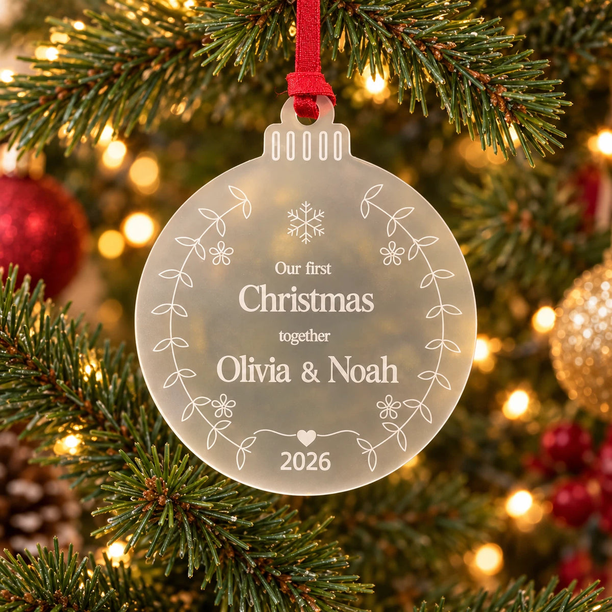 Personalised Our First Christmas Together Bauble Frosted Acrylic Couple Ornament — photo 1