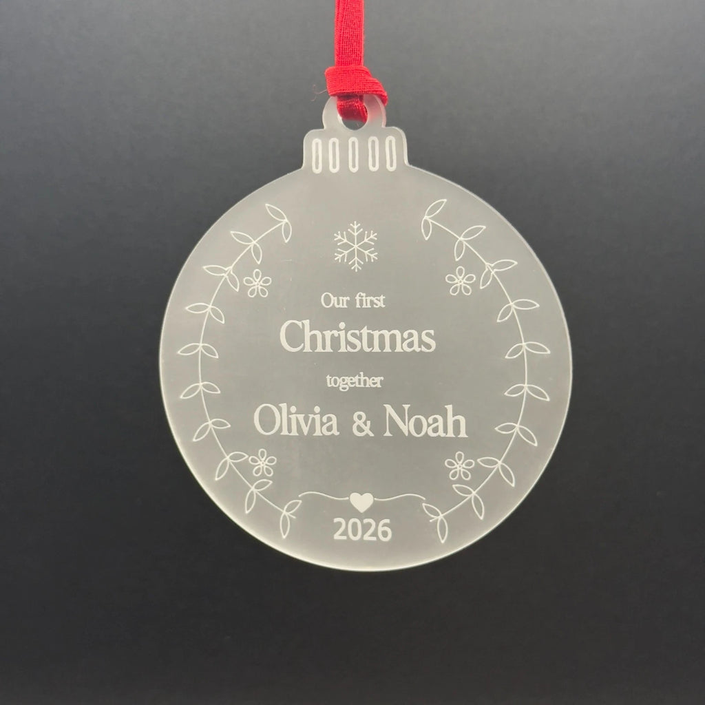 Personalised Our First Christmas Together Bauble Frosted Acrylic Couple Ornament — photo 2