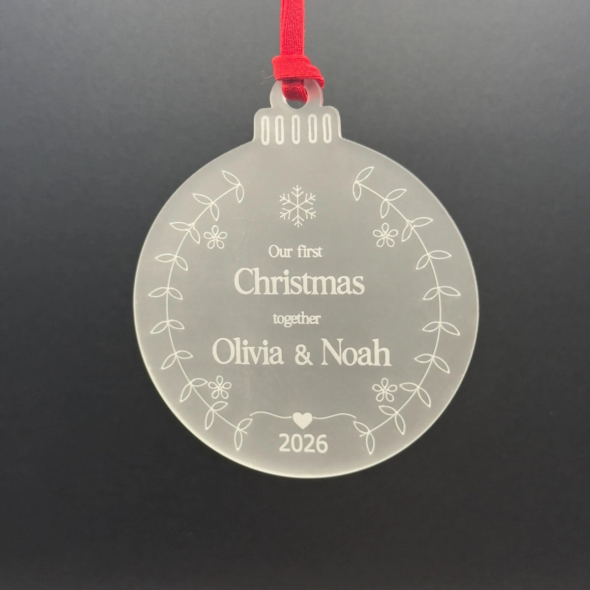 Personalised Our First Christmas Together Bauble Frosted Acrylic Couple Ornament — photo 2